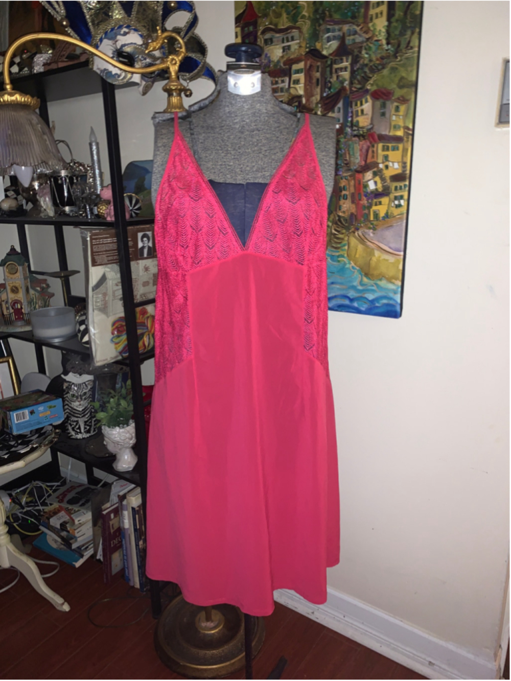 Women's Calvin Klein Pink Lace Chemise Sleepwear Size L